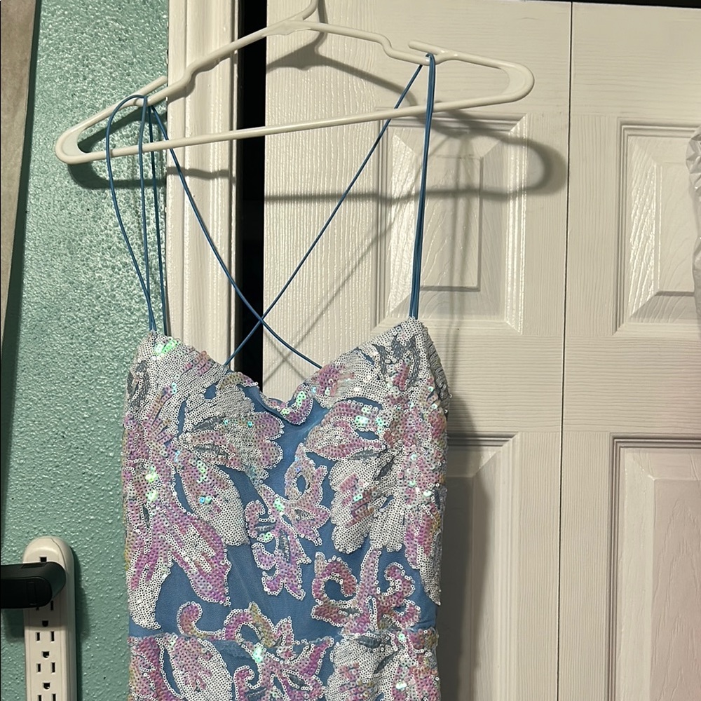 Sequin Floral Spaghetti Strap Dress